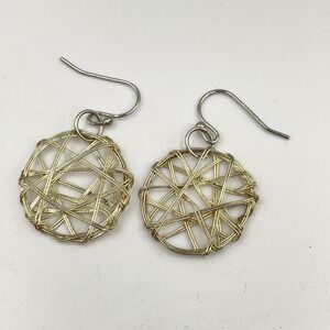 Y2K Silver-Tone Zingara Yuli Design Star Wreath Wire Wrapped Nest Round Earrings